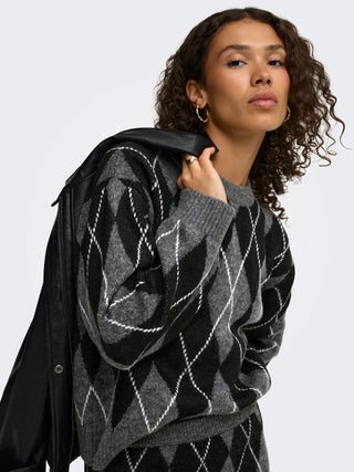 JACQUELINE DE YONG MAGLIONE BIANKA A GIROCOLLO CON ROMBI 15381327 DGK