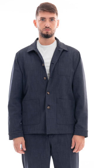 PATRICK&amp;SON MEN'S JACKET MILANO STITCH DELAVE' EUROPE BLUE