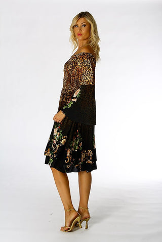 POSITANO BY JEAN PAUL ABITO MINI VISCOSA 
MANICA LUNGA FANTASIA 32352 LEOPARDO