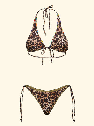FK Bikini Donna F**K Triangolo Alto con Slip Regolabile Fantasia leopardato SW0101X01