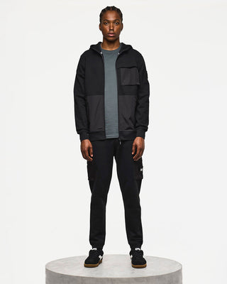 WEEKEND OFFENDER FELPAM DAPONTE FULL ZIP E CAPPUCCIO CON TASCHE UOMO HD3A05 DAPONTE BLK