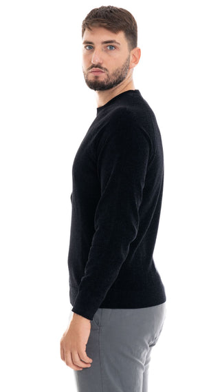 MARKUP CREW NECK CHENILLE SWEATER MEN MK790129 BLACK