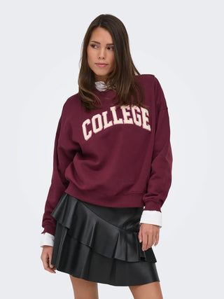 JACQUELINE DE YONG FELPA MESA DI JDY SENZA CAPPUCCIO CON SCRITTA COLLEGE 15370526 WRW