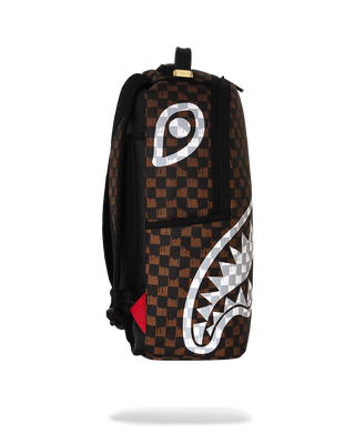 SPRAYGROUND BROWN AND  CREAM DRIP CHECK SHARK ZAINO B8552