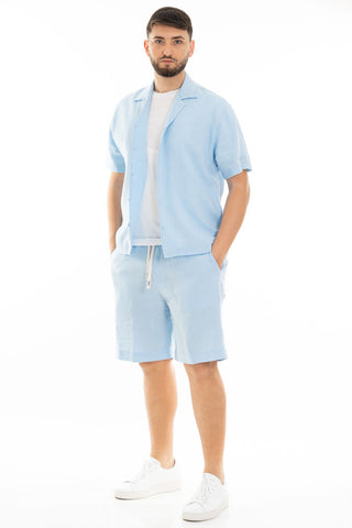 FIFTIETH SHORT SLEEVE LINEN SHIRT 100 AZZ