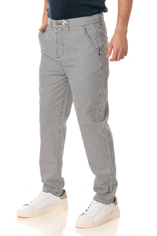 IMPURE MLES CHINO PANTALONE IN SEERSUCKER CONFORT TINTO IN FILO UOMO MILES SRKC63