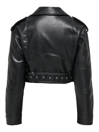 ONLY GIUBBOTTO IN PELLE DRESDEN CON CINTURA 15357627 BLK