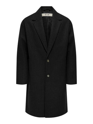 ONLY&SONS WORF CAPPOTTO IN PANNO OVERSIZE 22031195 BLK