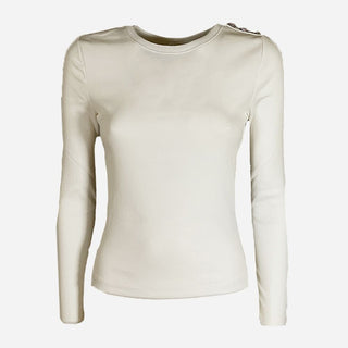 ONLY T-SHIRT CHECKIE LONG SLEEVE CREW NECK WITH BUTTONS ON THE SHOULDER WOMEN 15330371 CLD