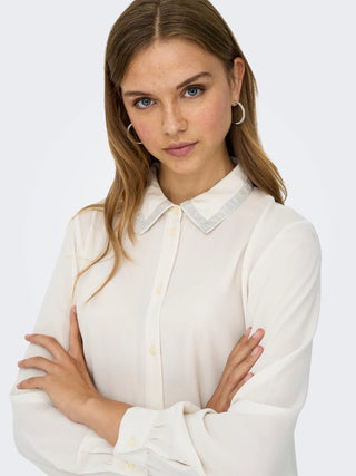 JACQUELINE DE YONG YAYA CAMICIA CON DETTAGLI ARGENTO SUL COLLETTO 15336885 CLD