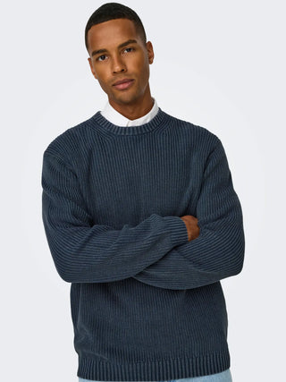 ONLY&SONS ROSU MAGLIONE EFFETTO LAVATO 22031545 NVB