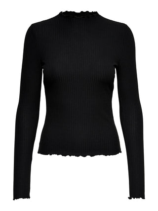 ONLY T-SHIRT A COSTINE E COLLO ALTO EMMA 15180040 BLK