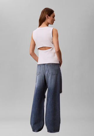 CALVIN KLEIN JEANS CANOTTA WOVEN LABEL A COSTINE CK DONNA LV047F246G YAF