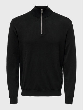ONLY&SONS WYLER MAGLIONE A COLLO ALTO CON MEZZA ZIP UOMO 22021264 BLK