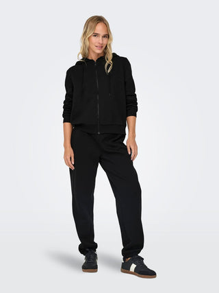 ONLY BELLA LONG SLEEVE CREW NECK ZIP HOODED SWEATER WOMEN 15326712 BLK