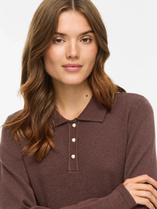 VILA VIRIL L/S POLO PULLOVER CON COLLETTO A 3 BOTTONI 14115283 CFB