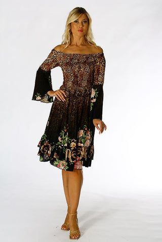 POSITANO BY JEAN PAUL ABITO MINI VISCOSA 
MANICA LUNGA FANTASIA 32352 LEOPARDO