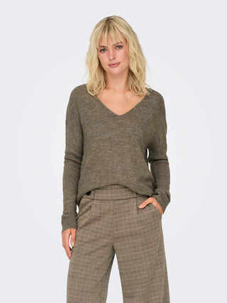 JACQUELINE DE YONG ELEONORA LONG SLEEVE V-NECK SWEATER WOMEN 15207823 WLT