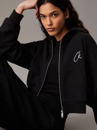 CALVIN KLEIN JEANS CK SWEATSHIRT WITH ZIP AND EMBROIDERED COLLAR WOMEN J224440 BEH