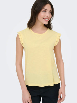 JACQUELINE DE YONG SALVA T-SHIRT GIROMANICA CON RICAMO DONNA 15318217 DEC