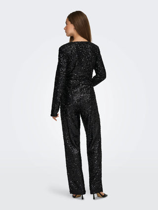 JACQUELINE DE YONG TINA PANTALONE CON PAILLETES DONNA 15360023 BLK