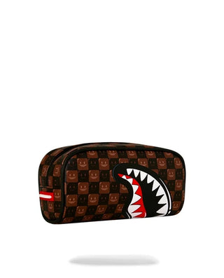 SPRAYGROUND SHARKS IN PARIS WTF BUBBLE BROWN CHECK POUCH ASTUCCIO B9303