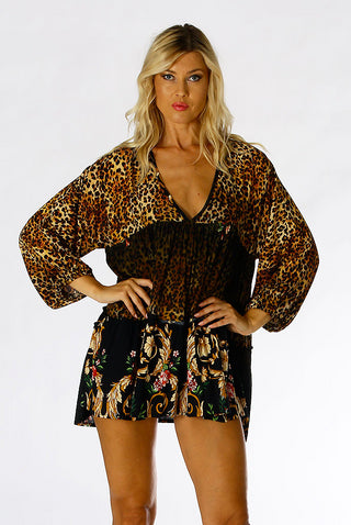 POSITANO BY JEAN PAUL KURTA VISCOSA MANICA LUNGA FANTASIA 52701 LEOPARDO