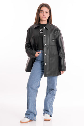 CALVIN KLEIN JEANS W FAUX LEATHER UTILITY JACKET J221592
