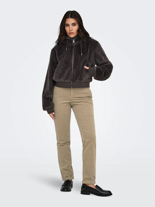 ONLY VENICE FLEECE JACKET WITH HOOD AND ZIP WOMEN (CHOCOLATE TORTE) 15322127 CHO