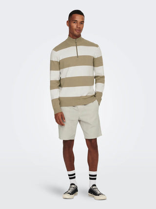 ONLY&SONS LINUS BERMUDA IN LINO CON CHIUSURA LACCIO UOMO (col:silver lining) 22024967 SVL