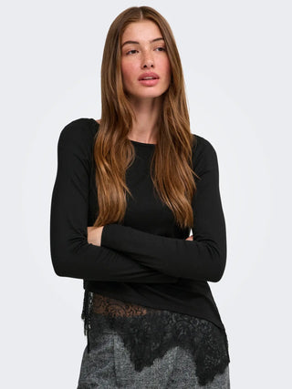 ONLY LAILA MAGLIA MANICA LUNGA CON PIZZO 15384850 BLK