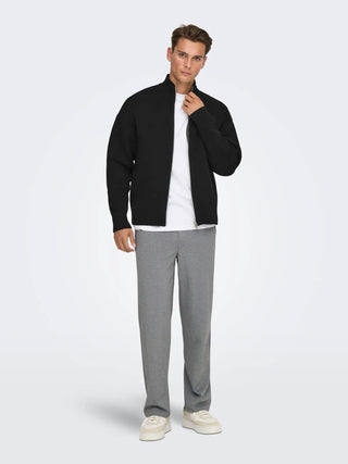 ONLY&SONS CARDIGAN BLAKE A COLLO ALTO CON ZIP 22035808 BLK