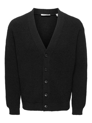 ONLY&SONS ROME CARDIGAN CON SCOLLO A V 22038910 BLK