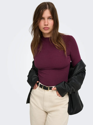 ONLY EMMA T-SHIRT GIROCOLLO A COSTINE 15180040 FIG