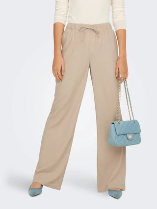 ONLY GOA PANTALACCIO IN MISTO LINO FONDO LARGO 15363676 OXT
