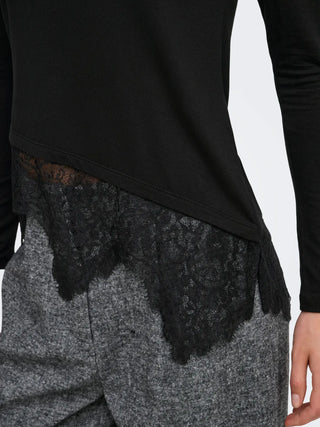 ONLY LAILA MAGLIA MANICA LUNGA CON PIZZO 15384850 BLK