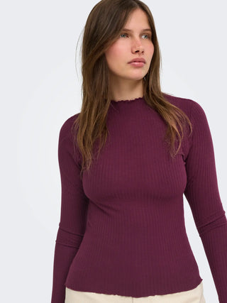 ONLY EMMA T-SHIRT GIROCOLLO A COSTINE 15180040 FIG