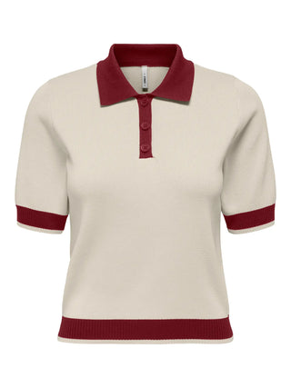 ONLY POLO ALICE CON MOLLA IN VITA DONNA  (col: birch cabernet contrast) 15350093 BCC