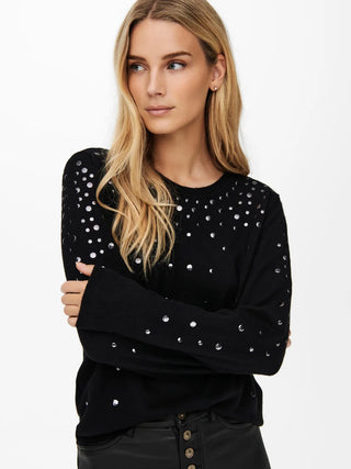 JACQUELINE DE YONG STUDDED LONG SLEEVE SWEATER WOMEN 15242735 BLK