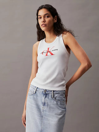 CALVIN KLEIN JEANS TOP ARCHIVAL MONOLOGUE RIB TANK WOMEN J223160 YAF