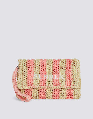 SUNDEK IZUMI CLUTCH IN STRAW WITH WRITING AW742ABPA100 A3700