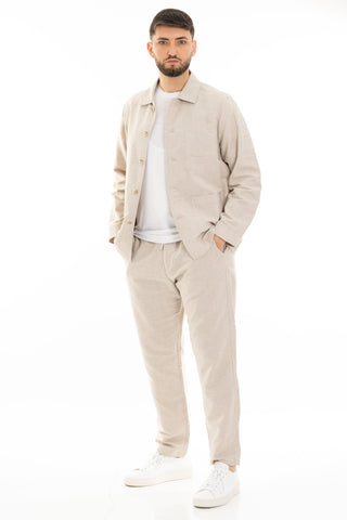 FIFTIETH MEN'S LINEN SHORTS SAND BEI