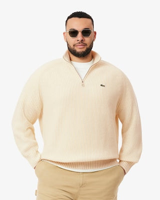 LACOSTE MAGLIONE LACOSTE A COLLO ALTO IN LANA CARDATA CON MEZZA ZIP AH3134 XFJ