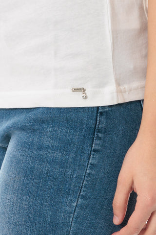 MARKUP T-SHIRT GIROCOLLO CON DETTAGLIO SU SCOLLO DONNA MW861003 OFW