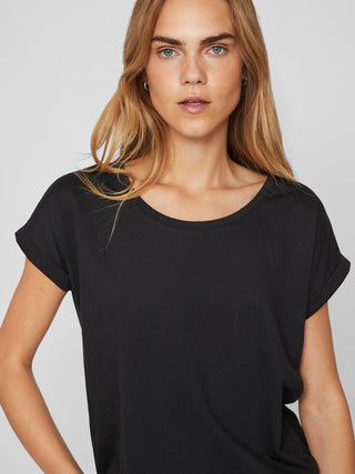 VILA WOMEN'S DREAMERS SHORT SLEEVE T-SHIRT 14083083 BLK