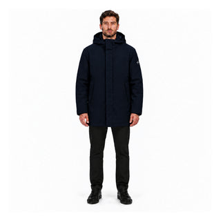 MORE ALXANDER GIUBBOTTO MEDIO IN LAMINATO CON TASCHE E CAPPUCCIO ALEXANDER BLU