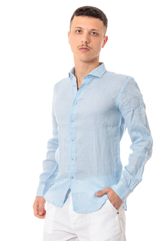 IMPURE CAMICIA IN LINO SLIM CON COLLETTO FRANCESE TINTO IN TESSUTO UOMO RILEY LINC25