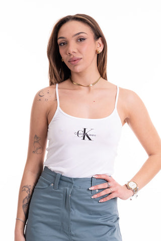 CALVIN KLEIN JEANS TOP MONOLOGO STRAPPY TANK DONNA J223105 YAF