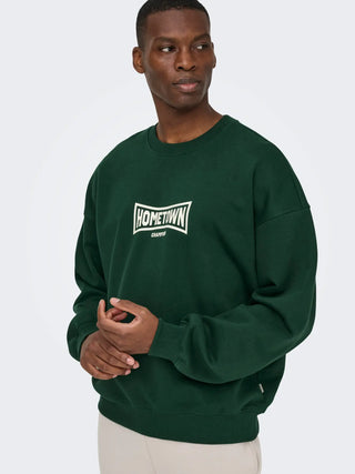 ONLY&SONS TURNER FELPA GIROCOLLO CON SCRITTA SUL FRONTE UOMO 22035624 PGV