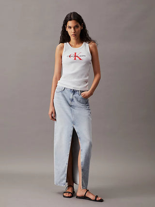 CALVIN KLEIN JEANS TOP ARCHIVAL MONOLOGUE RIB TANK WOMEN J223160 YAF